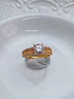SGR10 S925 Stamped 1ct Round Cut Moissanite Adjustable Ring size6-9